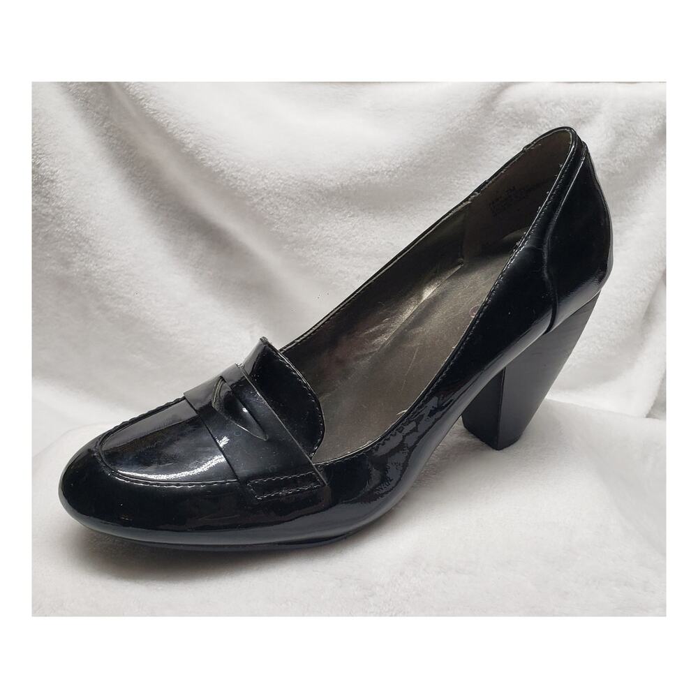90s Minimalist Me Too Fairy Black Patent Heels 7M Corporate Goth Office Siren